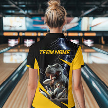 Load image into Gallery viewer, Yellow &amp; Black Thunder Bowling Shirts Custom Bowling Quarter-Zip Jersey for Men Women QZT669