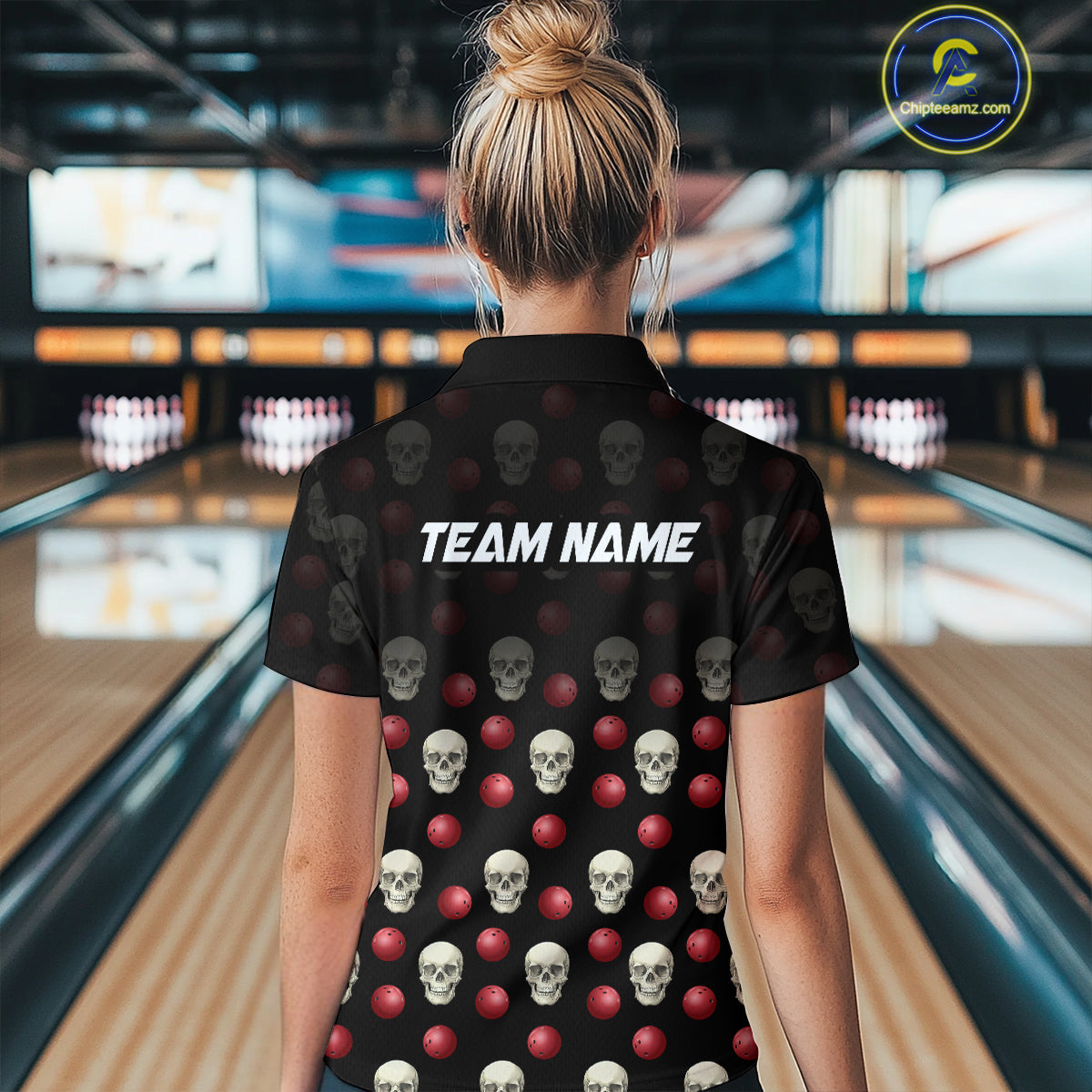 Skull Bowling Shirt Personalized Quarter-Zip Bowling Team jersey Pattern Bowling League QZT690