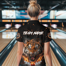 Load image into Gallery viewer, Custom Flame Tiger Bowling Shirt Orange Quarter Zip Bowling Jersey for Men and Women Gifts QZT639
