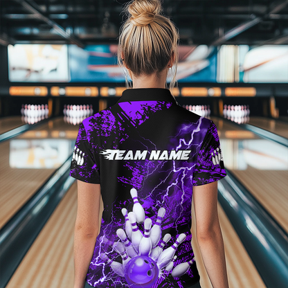 Purple Thunder Lightning Bowling Shirt Custom Colorful Bowling Jersey Men Women Team MBL67