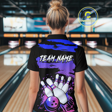 Load image into Gallery viewer, Purple Bowling Shirts Custom for Women Men Team Bowling Polo and 1/4 Zip Shirts MBL116