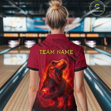 Load image into Gallery viewer, Red Dinosaur Bowling Custom Women Bowling Shirt Polo &amp; Quarter-Zip Bowling Team Jerseys HNT72