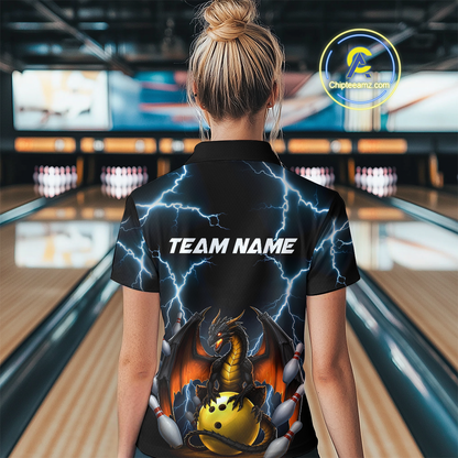 Dragon Thunder Bowling Custom Women Bowling Shirt Polo & Quarter-Zip Bowling Team Jerseys HNT55