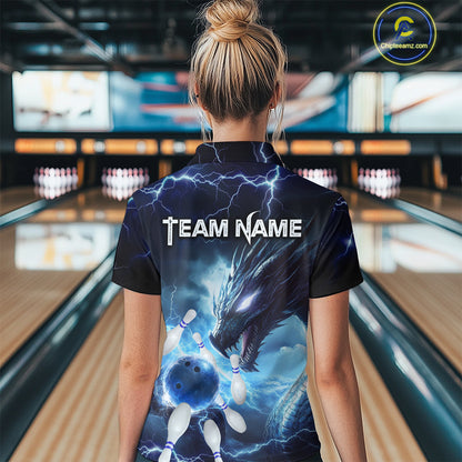 Custom Dragon Bowling Shirt Blue Thunder Bowling Jersey for Men Women Team MBL82