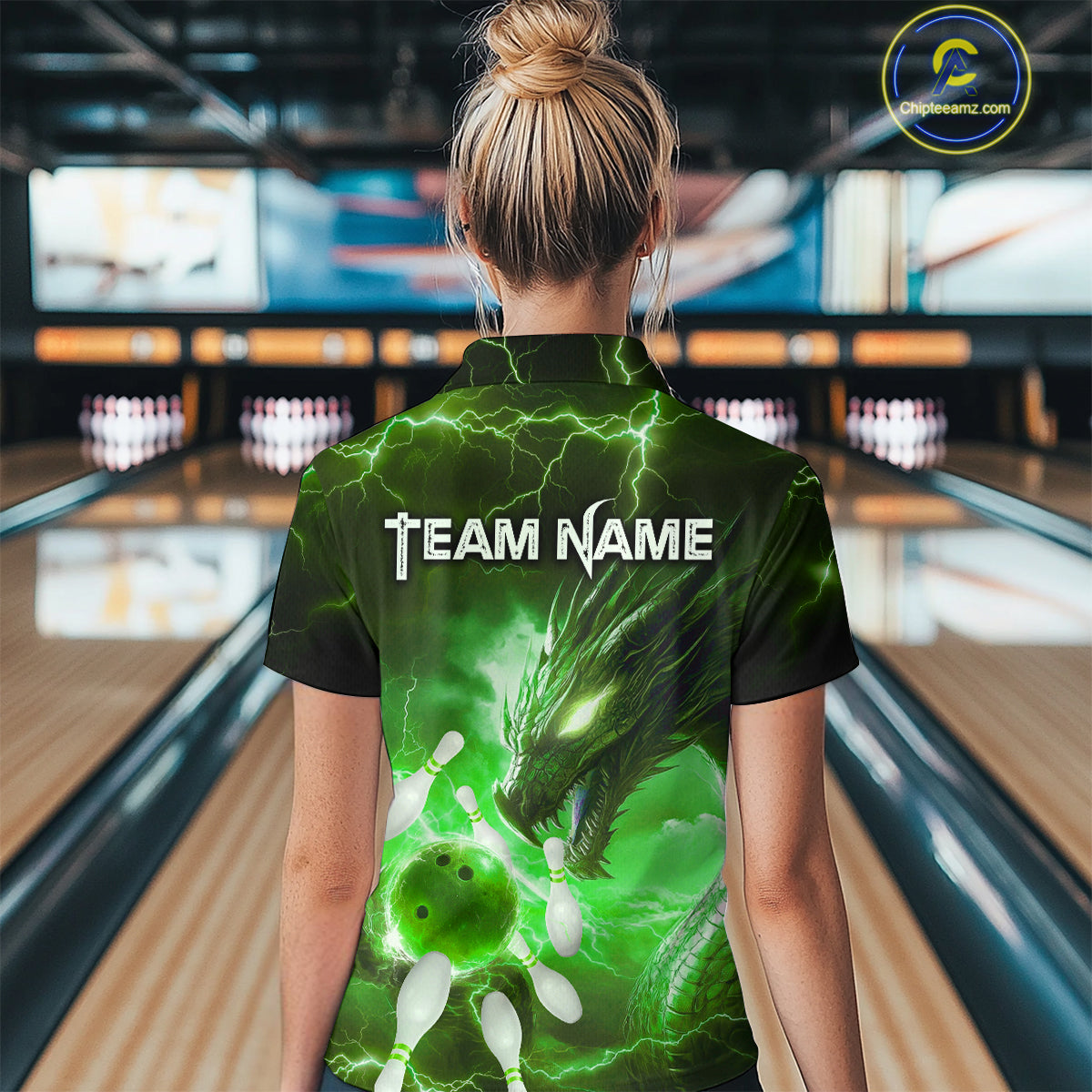 Custom Dragon Bowling Shirt Green Thunder Bowling Jersey for Men Women Team MBL82