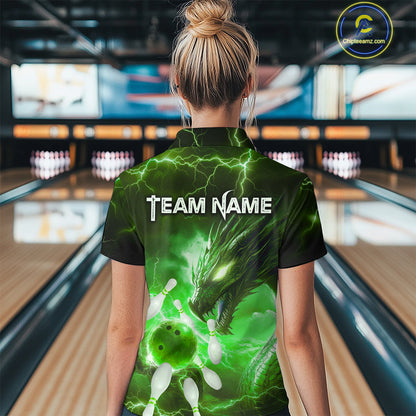 Custom Dragon Bowling Shirt Green Thunder Bowling Jersey for Men Women Team MBL82