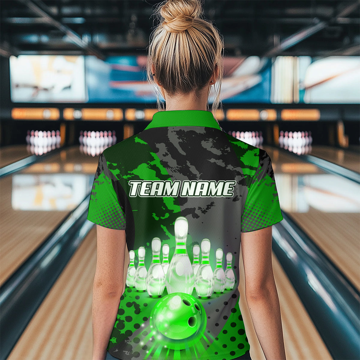 Fire Bowling Shirt Custom Green Bowling Jersey for Men Women with Team Name MBL63