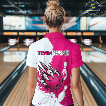 Custom Sharp Claws Bowling Shirt Pink Men Women Team Bowling Flaming Jerseys MBL91