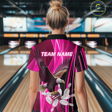 Load image into Gallery viewer, Custom Pink Eagle Bowling Shirt for Men Women Team Bowling Polo Shirts &amp; 1/4 Zip MBL95