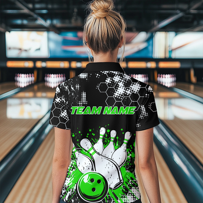 Green Watercolor Bowling Shirts Men Women Team Custom Bowling Polo & 1/4 Zip Shirt MBL60