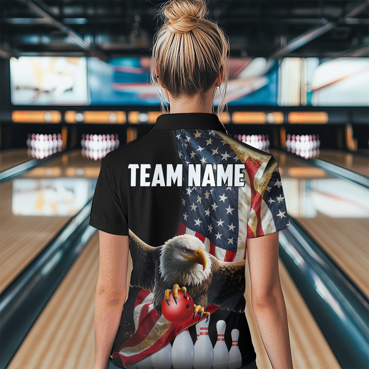 Custom Eagle Bowling Team Jersey American Bowling Quartar-Zip Shirt for Men Women QZT636