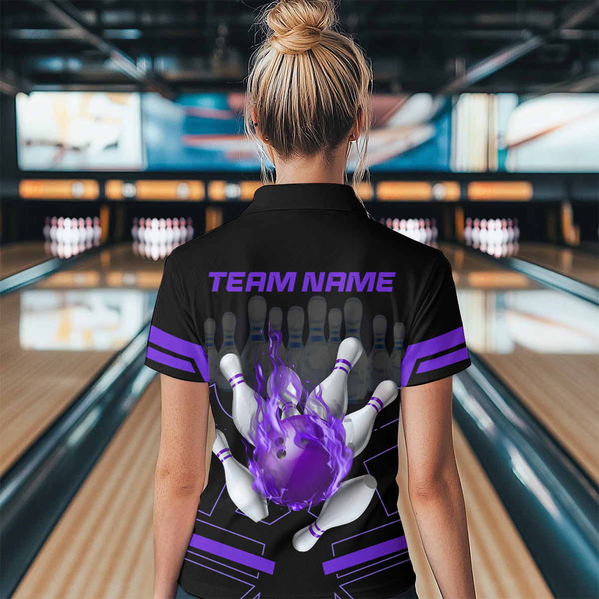 Custom Flame Bowling Jersey For Women Bowling Team Shirt League Bowling Quarter-Zip Shirt BDT303
