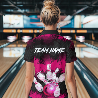 Customize Pink Bowling Shirts for Men Women Team Bowling Polo & 1/4 Zip Shirts MBL81