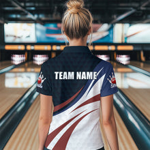 Load image into Gallery viewer, Personalized Red Blue &amp; White Bowling Shirt Patriotic 1/4-Zip Bowling Jersey for Men &amp; Women QZT677