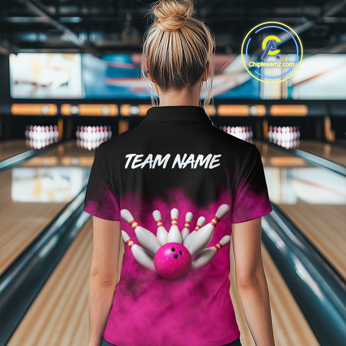 Pink Smoke Bowling Shirts for Men Women Team Personalized Bowling Polo and Quarter Zip MBL130