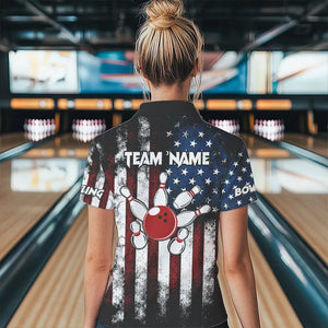 American Flag Bowling Shirts Unisex Custom 1/4 Bowling Team Jersey For Men & Women BDT479