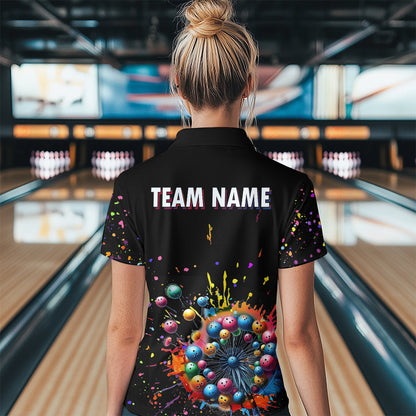 Custom Colorful Dandelion Bowling Shirt Bowling Team Jersey Quarter-Zip Bowling Performance QZT672