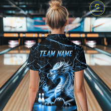 Load image into Gallery viewer, Ice Dragon Bowling Shirt Custom Bowling Team League Quarter-Zip Bowling Jersey Bowlers Gift QZT692