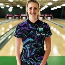 Load image into Gallery viewer, Purple Bowling Custom Women Bowling Shirt Polo &amp; Quarter-Zip Bowling Team Jerseys HNT48
