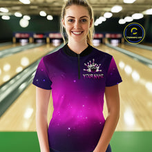 Load image into Gallery viewer, Purple Galaxy Bowling Shirts for Men Women Custom Team Bowling Jersey for Bowlers MBL125