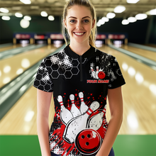 Load image into Gallery viewer, Red Watercolor Bowling Shirts Men Women Team Custom Bowling Polo &amp; 1/4 Zip Shirt MBL60