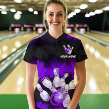 Load image into Gallery viewer, Customize Purple Bowling Shirts for Men Women Team Bowling Polo &amp; 1/4 Zip Shirts MBL81