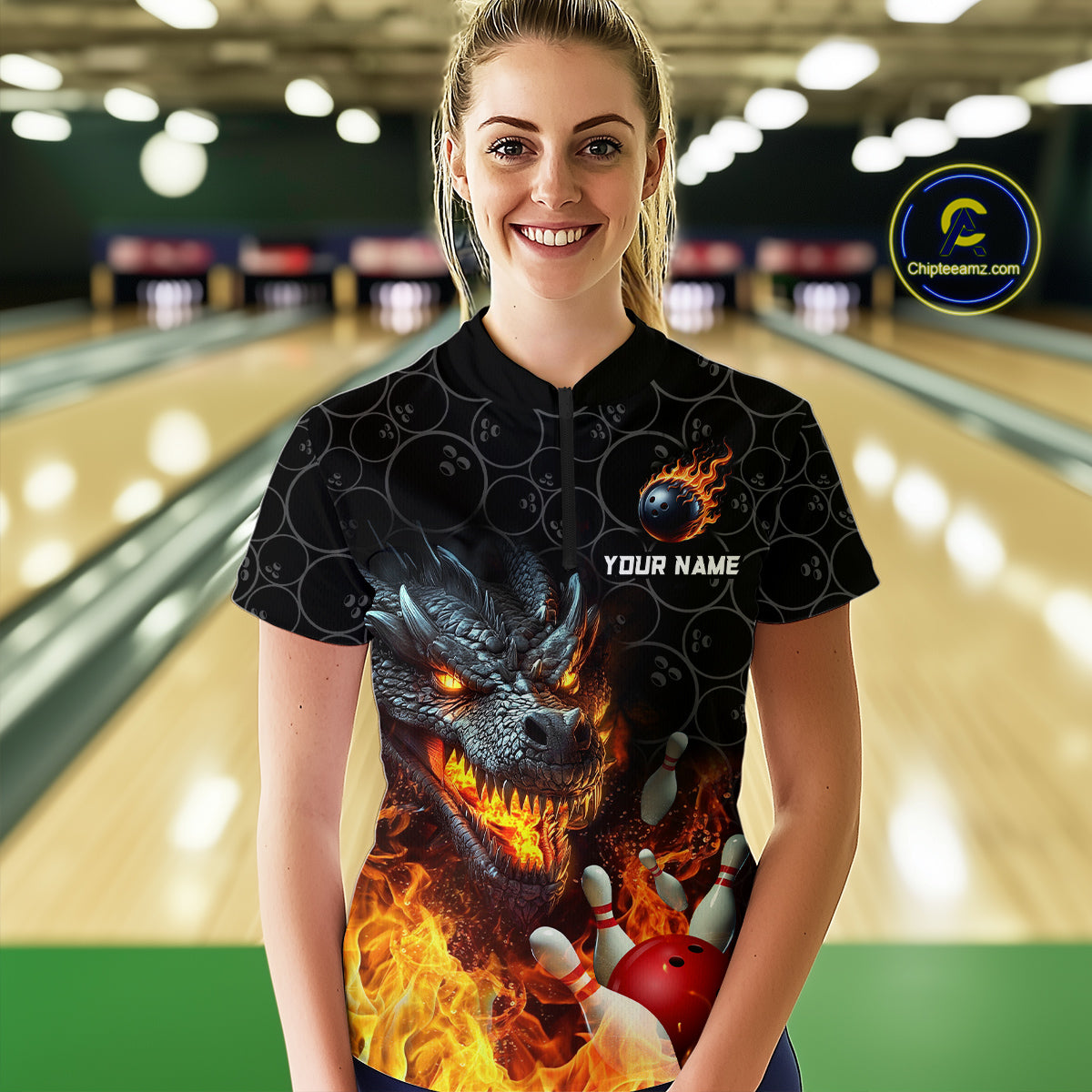 Custom Dragon Flaming Bowling Shirt for Men and Women Dragon Bowling Jersey Team MBL96