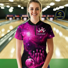 Load image into Gallery viewer, Custom Pink Galaxy Bowling Shirts for Women Men Bowling Jersey for Team Bowl Outfit MBL124