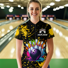 Load image into Gallery viewer, Custom Yellow Watercolor Bowling Shirts for Men Women Team Funny Bowling Jersey MBL45