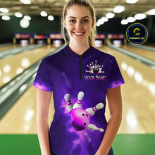 Load image into Gallery viewer, Purple Smoke Bowling Shirts for Women Men Team Custom Bowling Jerseys MBL126