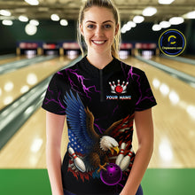 Load image into Gallery viewer, Purple Thunder US Flag Eagle Bowling Shirts for Women Team Bowling Polo &amp; Quarter-Zip HNT96