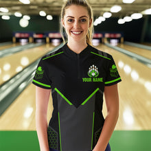 Load image into Gallery viewer, Personalized St Patrick Day Bowling Shirt Quarter-Zip Green Bowling Jersey Team League QZT621