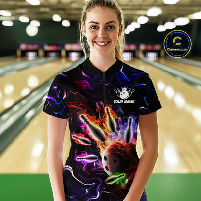 Custom Colorful Bowling Team Shirt for Women Bowling League Jersey Bowlers Gift QZT728