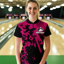 Load image into Gallery viewer, Custom Pink Butterflies Bowling Shirts for Men Women Bowling Jersey Team Name MBL79