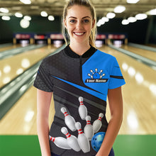 Load image into Gallery viewer, Blue Bowling Shirt for Men&amp;Women Team Bowling Jersey Colorful Bowling Polo &amp; 1/4 Zip MBL49