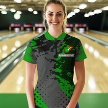 Load image into Gallery viewer, Fire Bowling Shirt Custom Green Bowling Jersey for Men Women with Team Name MBL63