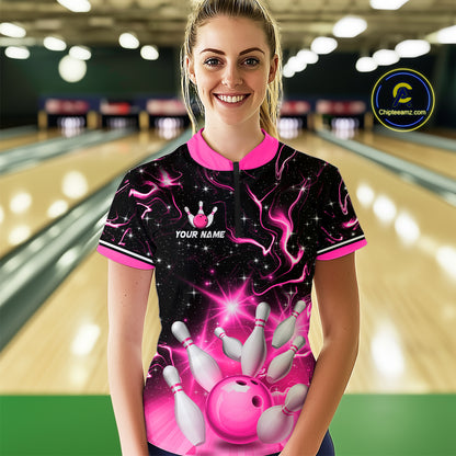 Pink Dragon Flaming Bowling Shirt for Men and Women Custom Bowling Jersey for Team MBL87