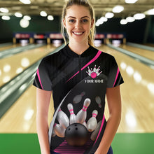 Load image into Gallery viewer, Pink Bowling Shirts for Men Women Team Custom Bowling Polo &amp; Quarter Zip Shirt MBL71
