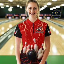 Load image into Gallery viewer, Red Thunder Lightning &amp; Lava Bowling Shirt for Men Women Team Bowling Jersey MBL92