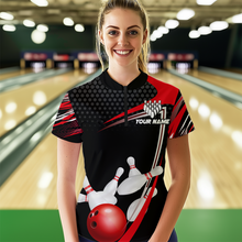 Load image into Gallery viewer, Red Bowling Shirts for Men and Women Bowling Shirt Team Bowling Polo &amp; 1/4 Zip Shirt MBL36