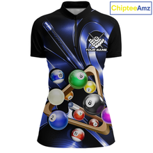 Load image into Gallery viewer, Custom Ball Pool Shirts Blue Billiard Shirt for Women Billiard Team Jersey Billiard League NNT180