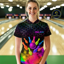 Load image into Gallery viewer, Colorful Bowling Custom Women Bowling Shirt Polo &amp; Quarter-Zip Bowling Team Jerseys HNT73