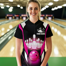 Load image into Gallery viewer, Pink Bowling Shirt for Men and Women Bowling Jersey with Team Bowling Polo &amp; 1/4 Zip MBL42