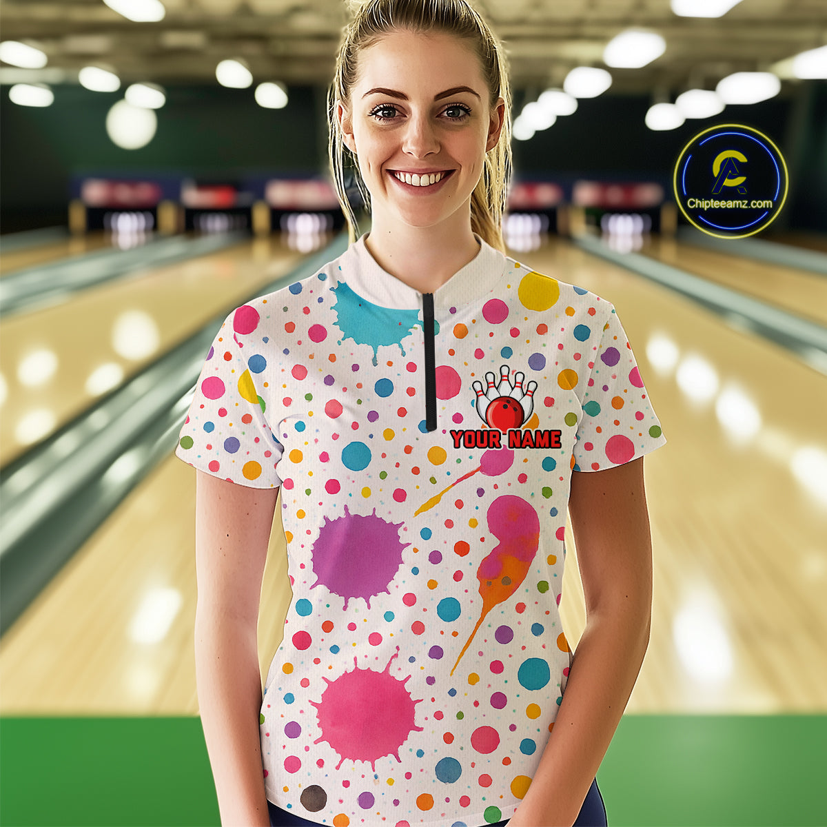 Ink Watercolor Pink Bowling Shirt for Men Women Custom Team Bowling Jerseys MBL103