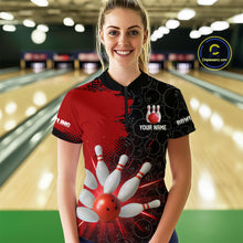 Load image into Gallery viewer, Custom Red&amp;Black Bowling Shirts for Men Women Team Bowling Polo and Quarter Zip MBL97