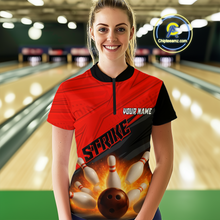 Load image into Gallery viewer, Custom Flaming Red Bowling Shirts for Women Men Team Bowling Polo &amp; Quarter Zip MBL99