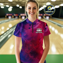Load image into Gallery viewer, Blue and Pink Ink Bowling Shirts Custom for Women Men Team Bowling Jerseys MBL113