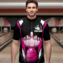 Load image into Gallery viewer, Pink Bowling Shirt for Men and Women Bowling Jersey with Team Bowling Polo &amp; 1/4 Zip MBL42