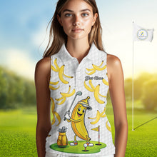 Load image into Gallery viewer, Funny Banana Pattern Golf Womens Sleeveless Polo Shirt, Team Golf Clothes, Golf Gifts NBT610
