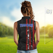 Load image into Gallery viewer, Custom Womens Sleeveless Golf Polo Shirt USA Flag, Golf Family Team Shirt, School Team Golf Shirt, Patriotic Golf Shirt NHT715